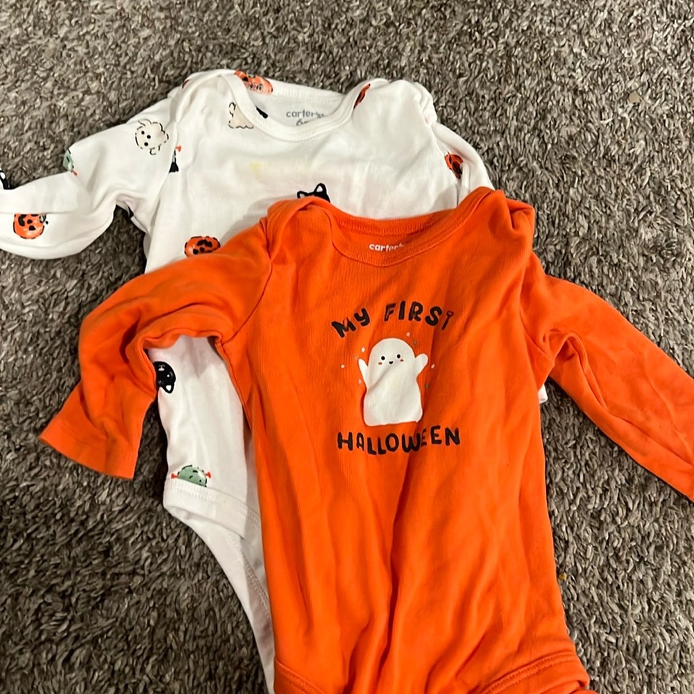 Two Halloween 6 Month Old Onsies